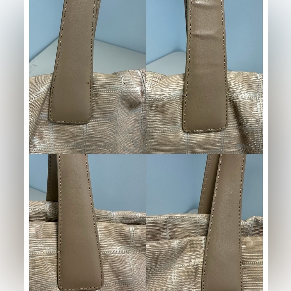 Authentic Chanel Travel Line Beige CC Nylon Leather Tote Bag - Picture 3 of 16